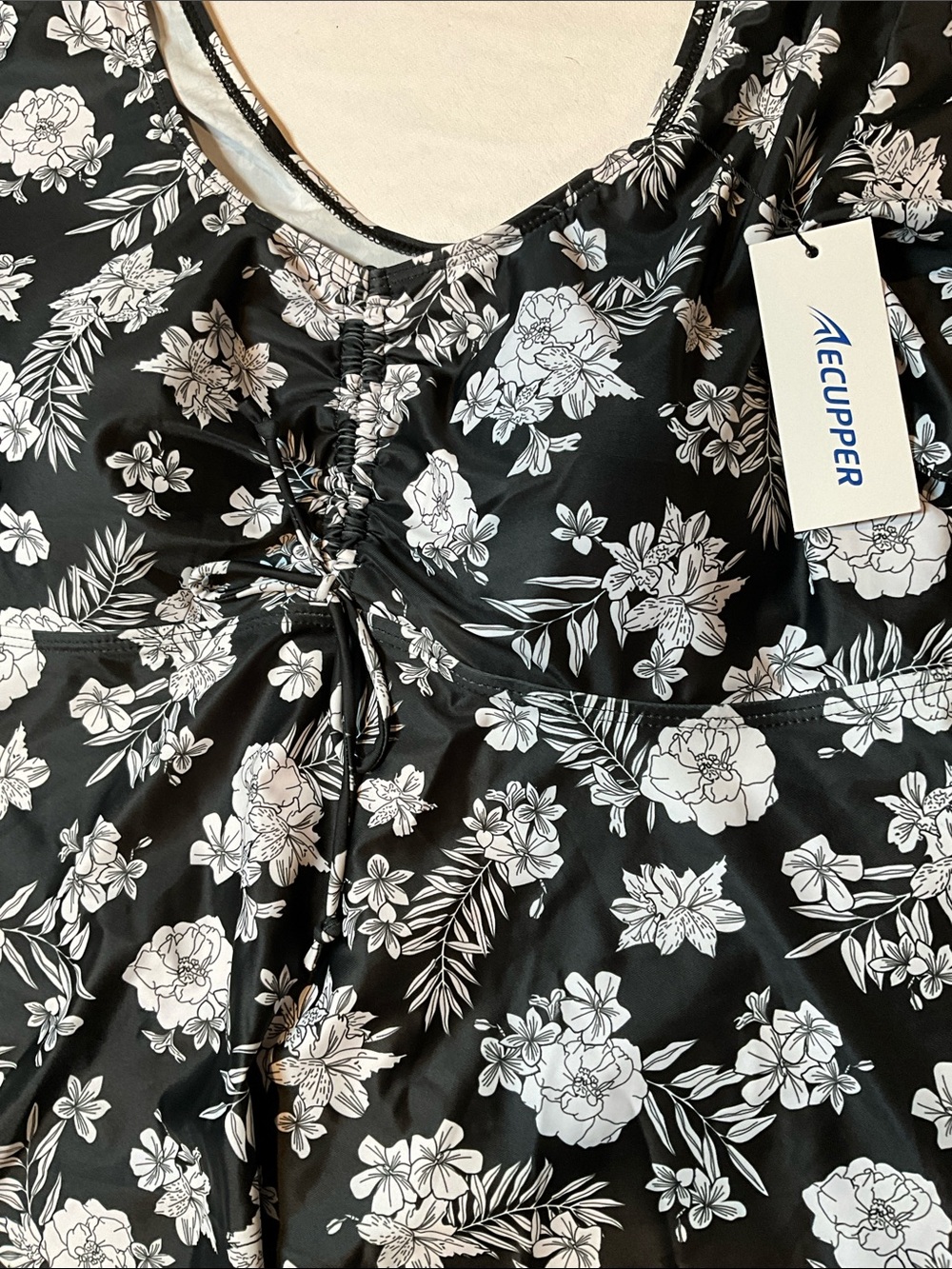 Ecupper Padded Short Sleeve Floral Swim Dress With Shorts Size 3XL - Picture 7 of 8
